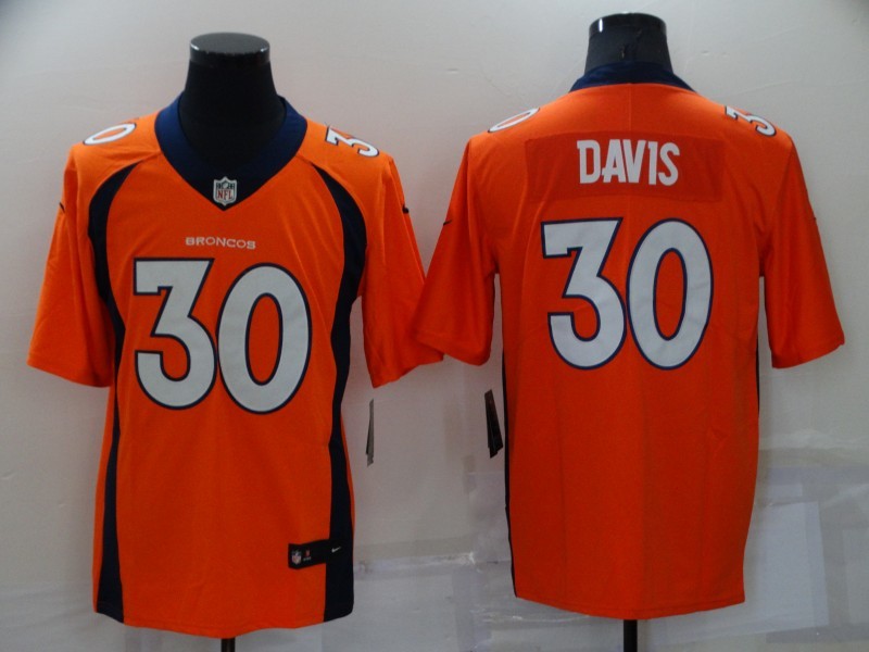 Men's Denver Broncos Terrell Davis #30 Orange Retired Jersey